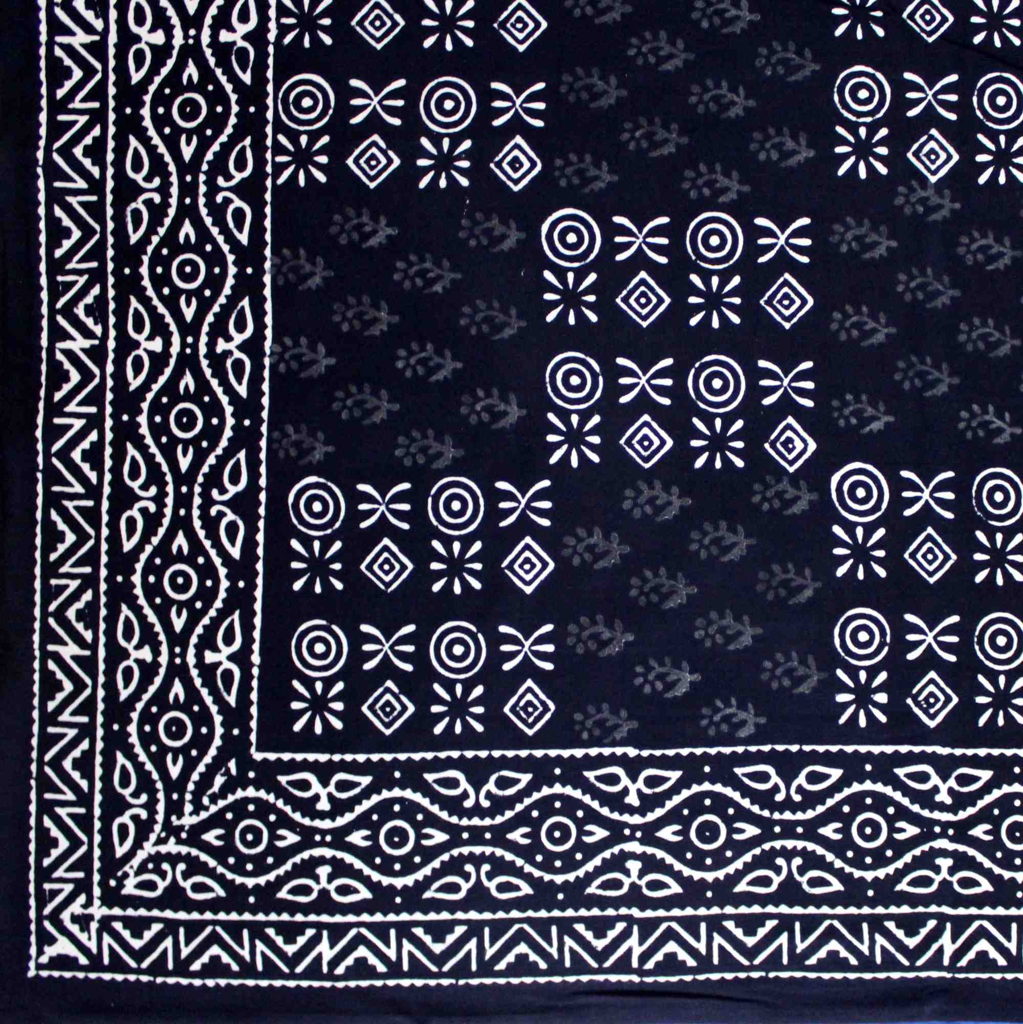 Handmade Cotton Hand Block Print Dabu Geometric Reversible Duvet Cover Queen Full Pillow Sham Black Blue - Sweet Us