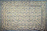 Cotton Daisy Chain Floral Block Print Tapestry Tablecloth Blue Full - Sweet Us