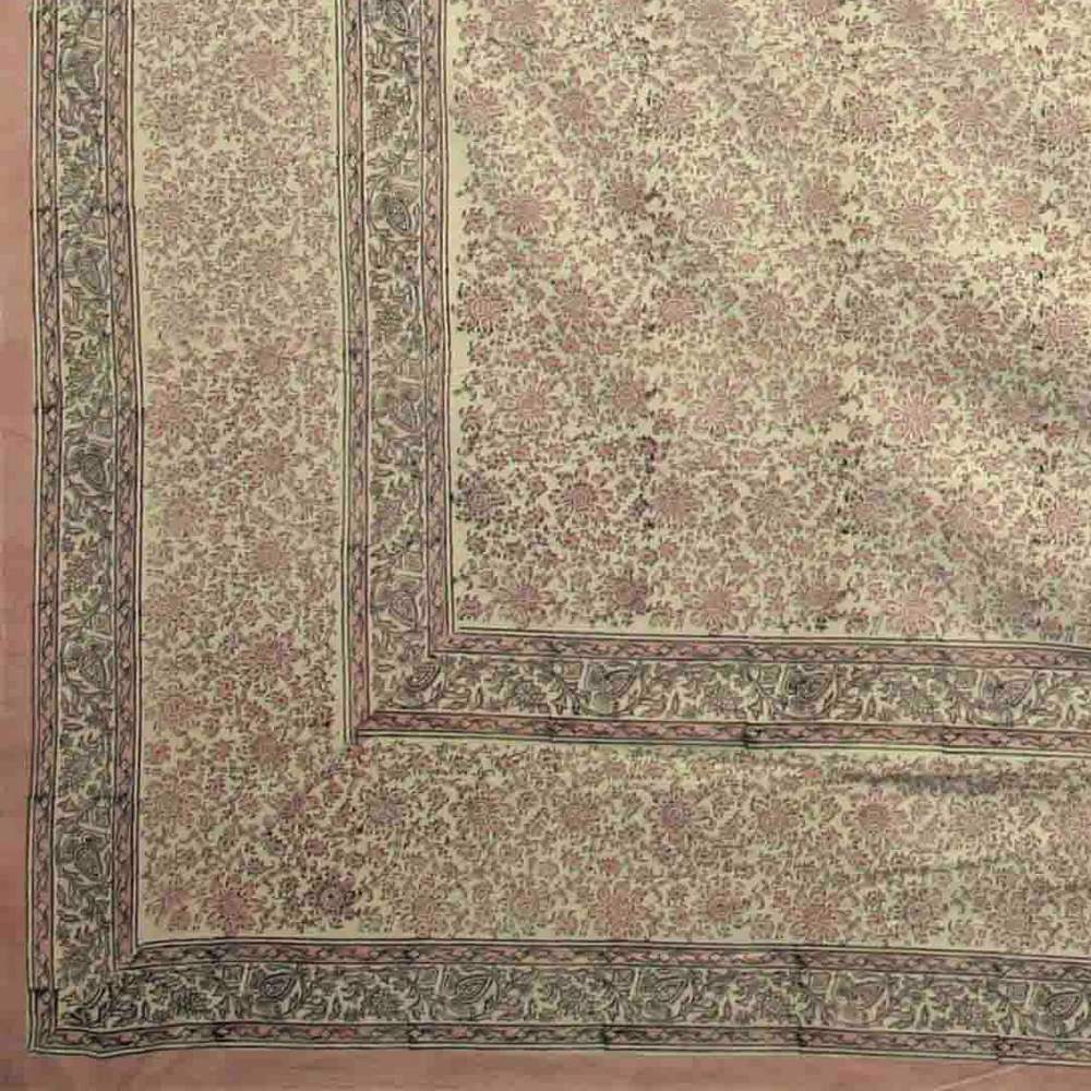 Daisy Chain Block Print Tapestry Floral Bedspread Cotton Coverlet Full Twin Red - Sweet Us