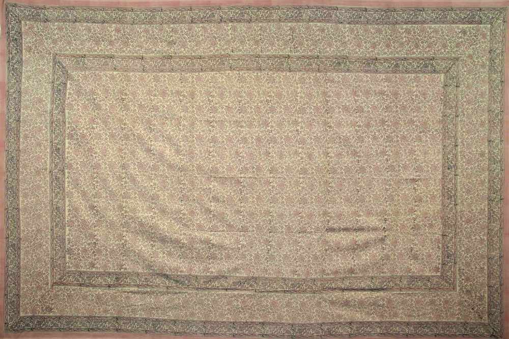 Daisy Chain Block Print Tapestry Floral Bedspread Cotton Coverlet Full Twin Red - Sweet Us