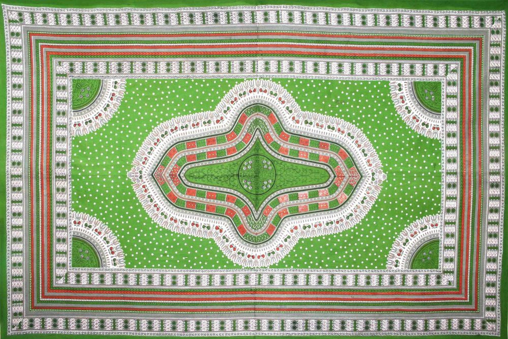 Handmade 100% Cotton Dashiki Tapestry Tablecloth Bedspread Coverlet Full Green - Sweet Us