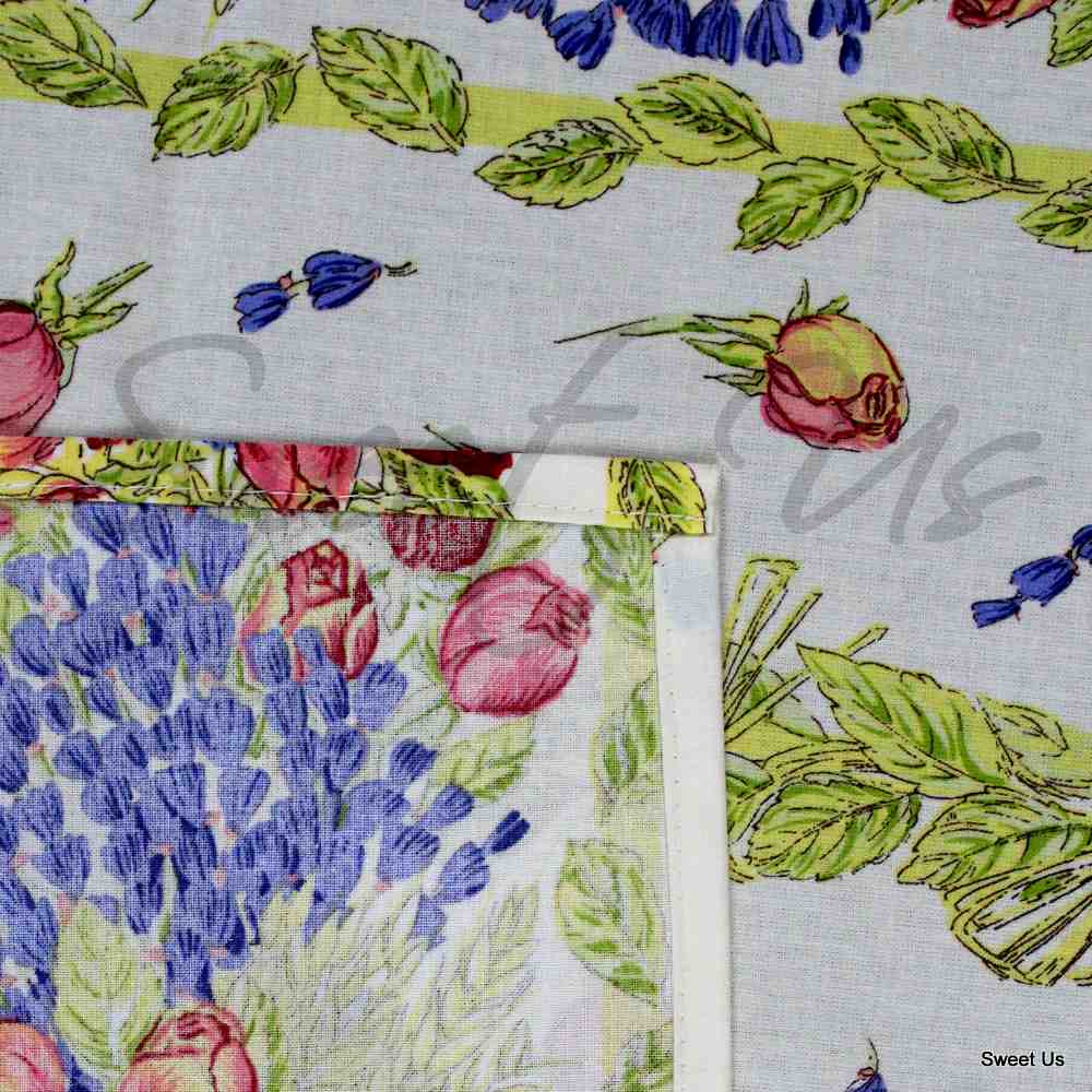 Wipeable Tablecloth French Provencal Acrylic Coated Cotton Rose Lavender White - Sweet Us