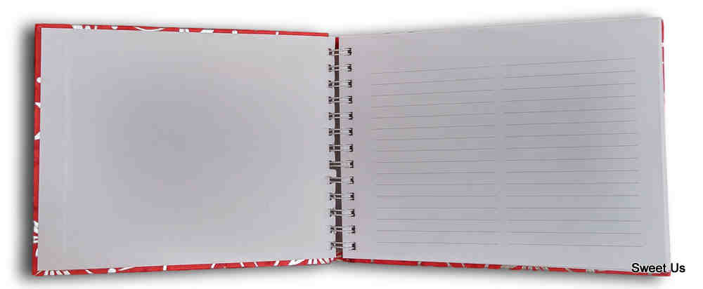 Handcrafted Recycled Paper Floral Book, Journal, Wedding Book, Photo Album Red