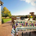 Provençal Watercolor Coated French Tablecloth Rectangle, Sunlit Vine