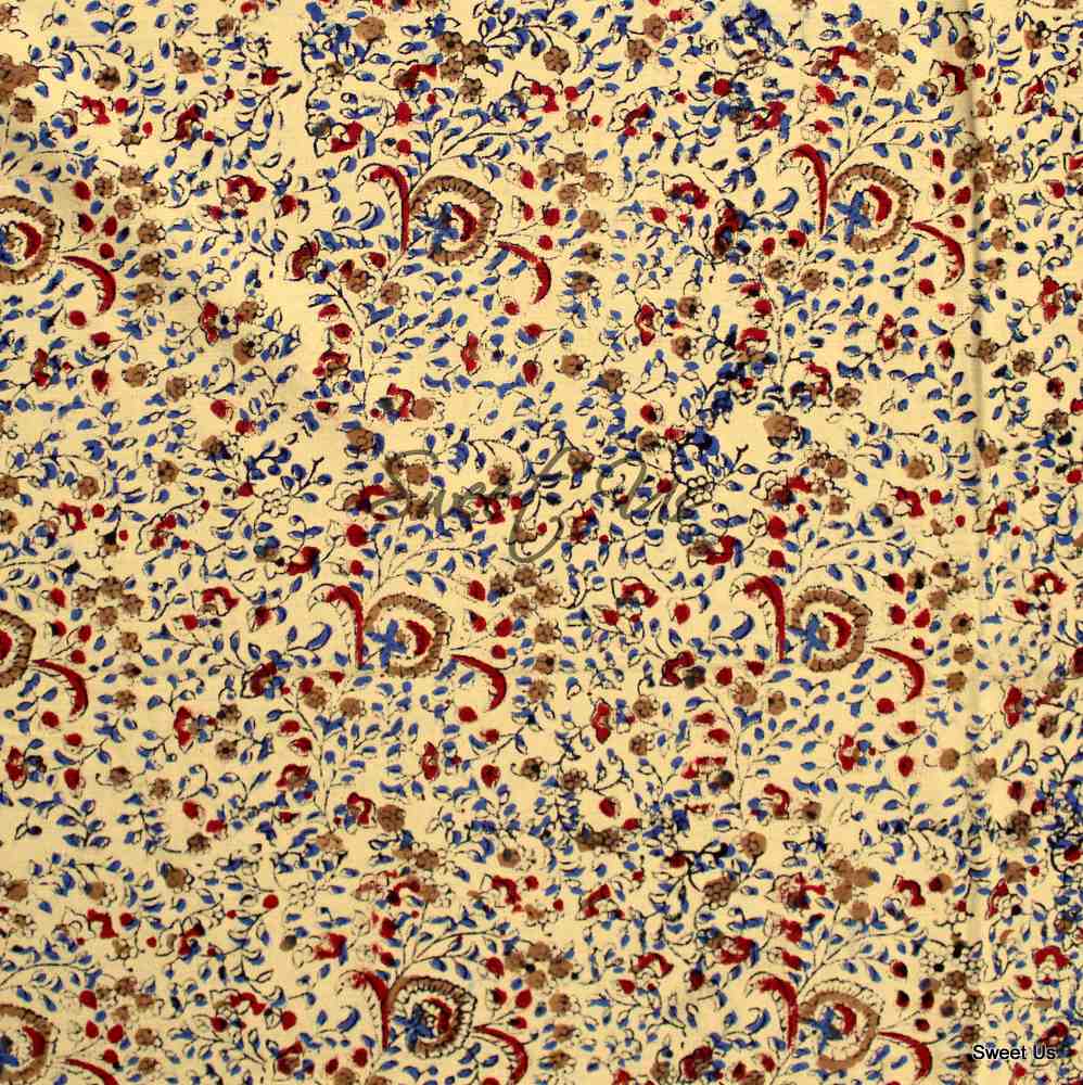 Cotton Block Print Paisley Tablecloth Rectangle Blue Green Kitchen Dining Linen