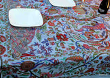 Cotton Floral Tree of Life Tablecloth Rectangle Blue Red Kitchen Dining Linen