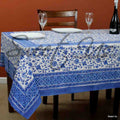 Begonia Floral Cotton Block Print Tablecloth Rectangle, Seaflower - Sweet Us