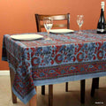 Block Print Cotton Floral Tablecloth Rectangle Blue Red Olive Bed sheet Queen - Sweet Us