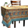Paisley Heritage Hand?Printed Cotton Tablecloth — Turquoise Serein - Sweet Us