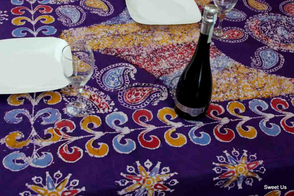 Cotton Snowflake Batik Paisley Tablecloth Rectangle Purple Red Dining Linen