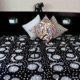 Cotton Celestial Tapestry Wall Hanging Sun Moon Star Bed Sheet Twin Black White - Sweet Us