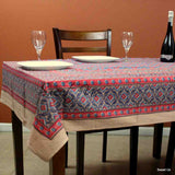 Cotton Geometric Tablecloth Rectangle Red Blue Pink Kitchen Linen