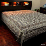 Handmade Elephant Block Print Batik Tablecloth Spread 100% Cotton Full 88x108 Grey Brown - Sweet Us