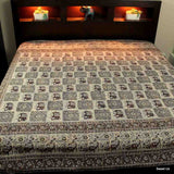 Handmade Elephant Block Print Batik Tablecloth Spread 100% Cotton Full 88x108 Grey Brown - Sweet Us