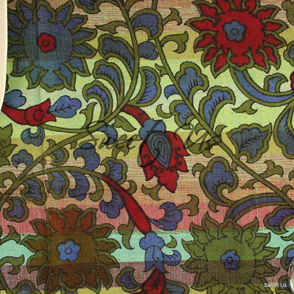 Cotton Sunflower Print Floral Tablecloth Rectangle Green Red Blue