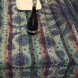 Cotton Celestial Print Floral Tablecloth Rectangle Blue Dining Linen
