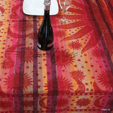 Cotton Celestial Print Floral Tablecloth Rectangle Red Dining Linen