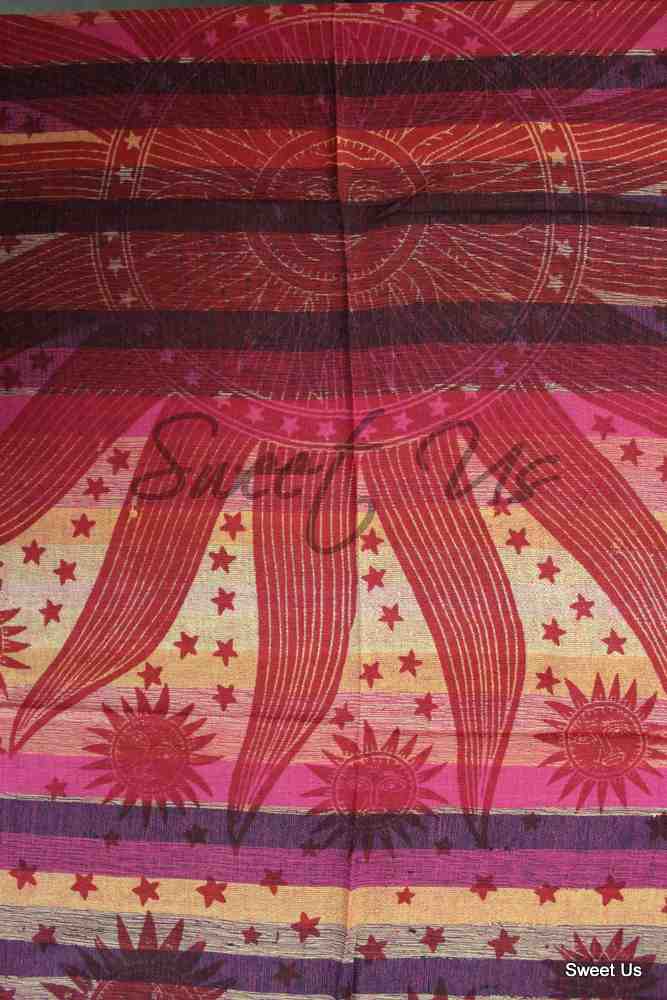 Cotton Celestial Overprint Tablecloth Rectangle 70x106 Blue Red Yellow Green