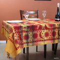 Cotton Celestial Print Floral Tablecloth Rectangle Yellow Dining Linen - Sweet Us