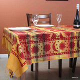 Cotton Celestial Print Floral Tablecloth Rectangle Yellow Dining Linen