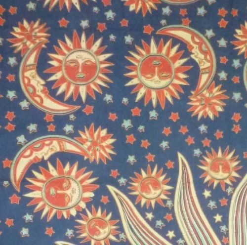 Handmade 100% Cotton Celestial Sun Moon & Star Tapestry Coverlet Dark Green Full - Sweet Us