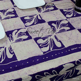 Cotton Batik Floral Patchwork Tablecloth Rectangle Purple Dining Kitchen Linen