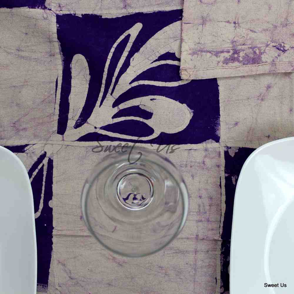 Cotton Batik Floral Patchwork Tablecloth Rectangle Purple Dining Kitchen Linen