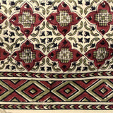 Block Print Cotton VEGGIE DYE Geometric Tablecloth Rectangle Red Beige