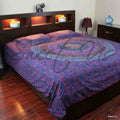 Reversible Block Print Cotton Mandala Floral Duvet Cover Full Queen Blue Red - Sweet Us