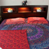 Reversible Block Print Cotton Mandala Floral Duvet Cover Full Queen Blue Red