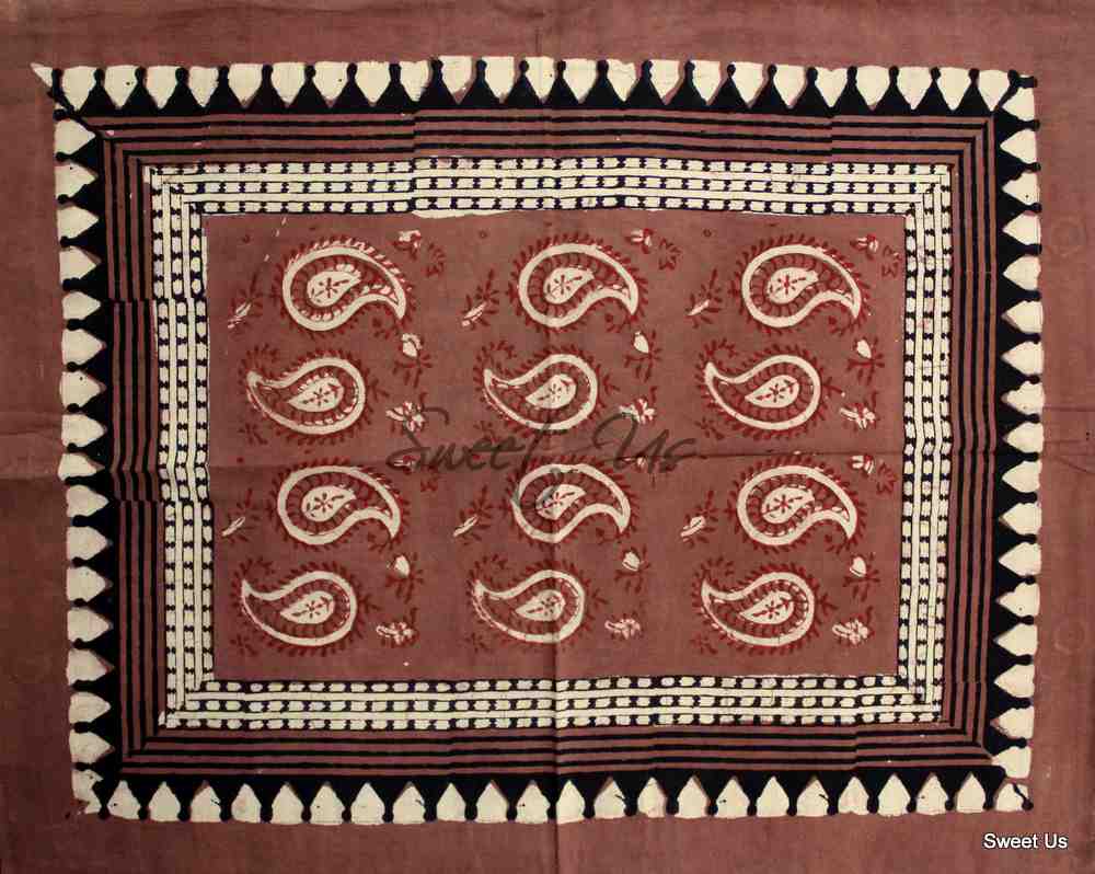 Dabu Block Print Paisley Handmade Reversible Cotton Duvet Cover Queen King