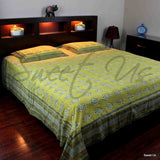 Block Print Bedspread Cotton Bed sheet Full Queen Rust Red Gold Blue