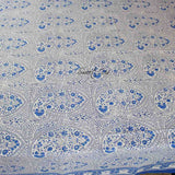 Block Print Cotton Floral Paisley Tablecloth Round, Rectangular, Square Blue White