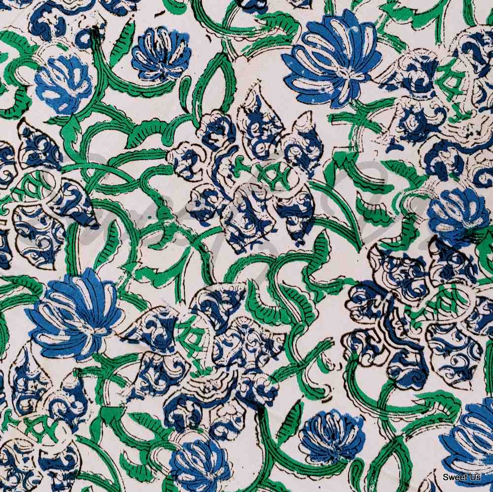 Block Print Paisley Tablecloth-Rectangle Square Round Table-Cotton Blue Green - Sweet Us