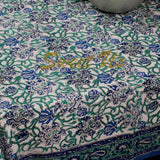Block Print Paisley Tablecloth-Rectangle Square Round Table-Cotton Blue Green - Sweet Us
