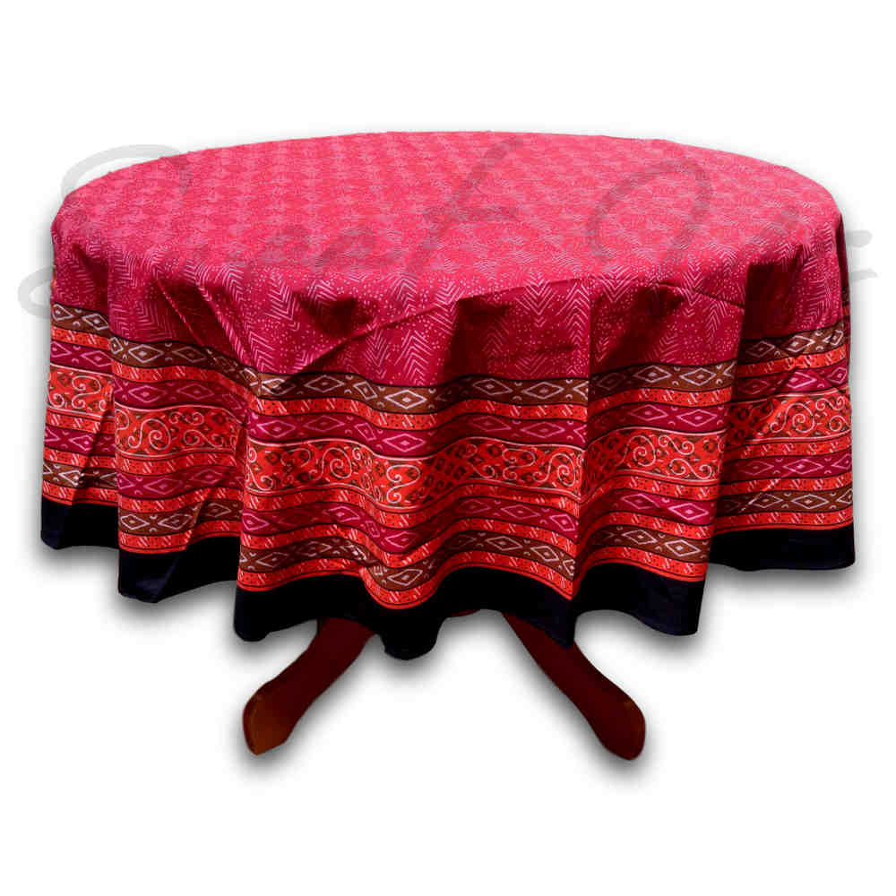 Calico Block Print Tablecloth for Dining, Kitchen Cotton Floral Table Linen Red - Sweet Us