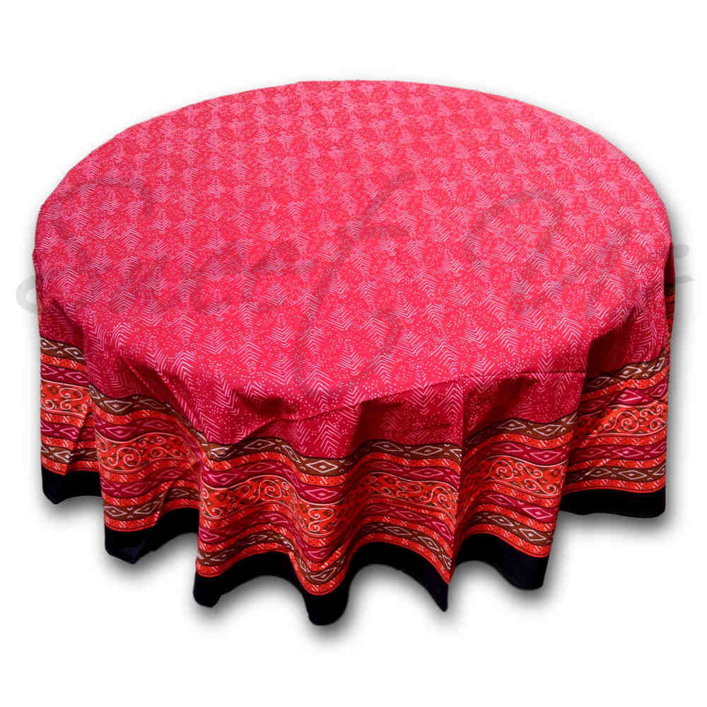 Calico Block Print Tablecloth for Dining, Kitchen Cotton Floral Table Linen Red - Sweet Us