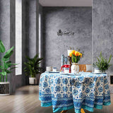 Cotton Springtime Splendor Tablecloth Collection, Ice Blue
