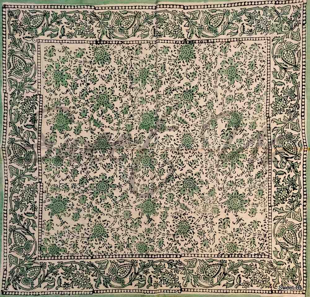 Block Print Tablecloth for Dining, Kitchen Cotton Floral Table Linen Collection - Sweet Us