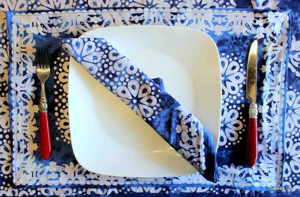 Batik Bloom Cotton Floral Tablecloth Rectangle, Round, Square, Shadow Blue