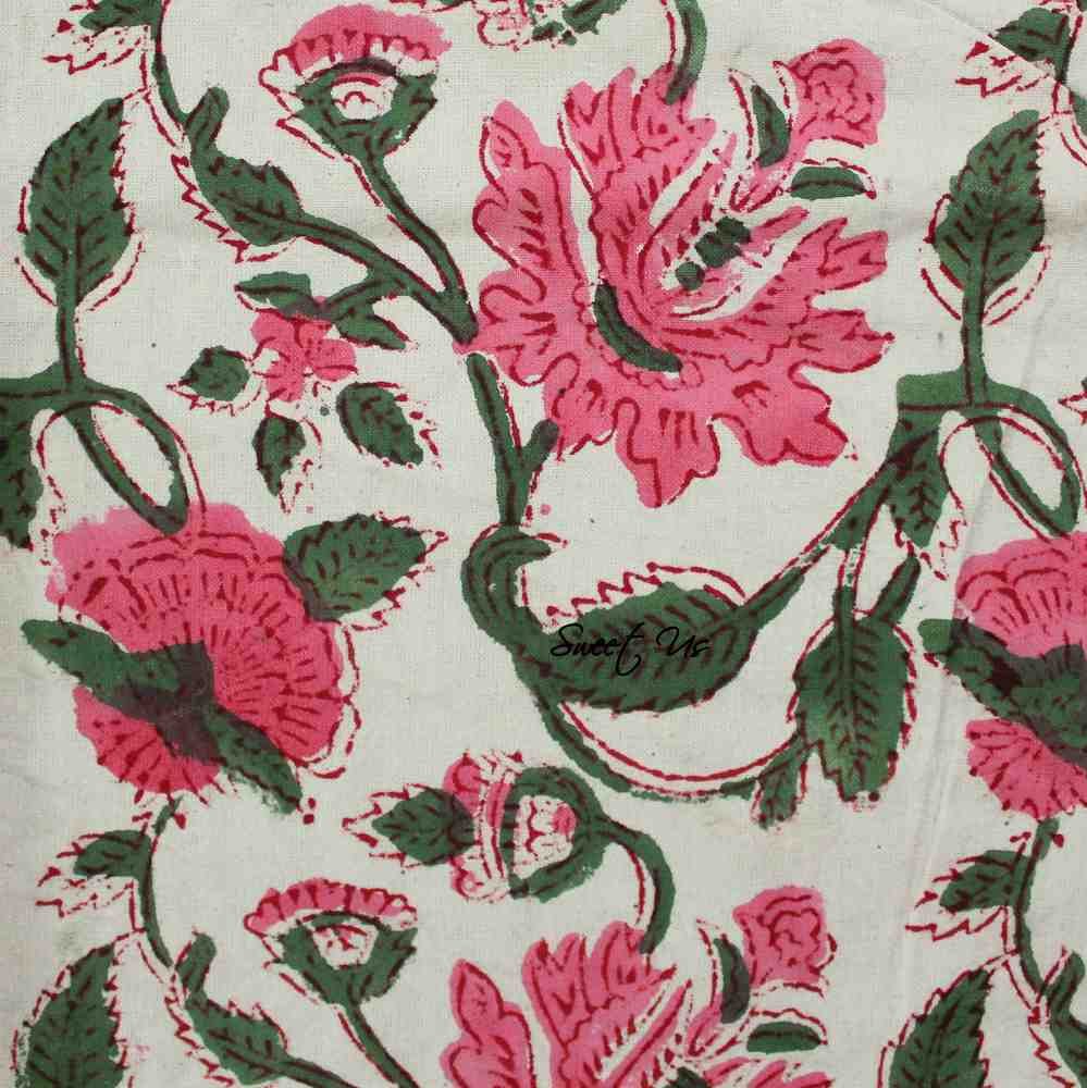 Floral Vine Block Print Tablecloth Rectangle Cotton, White Red, Table Linen