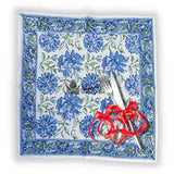 Cotton Block Print Lotus Flower Tablecloth Round Rectangular Square Blue