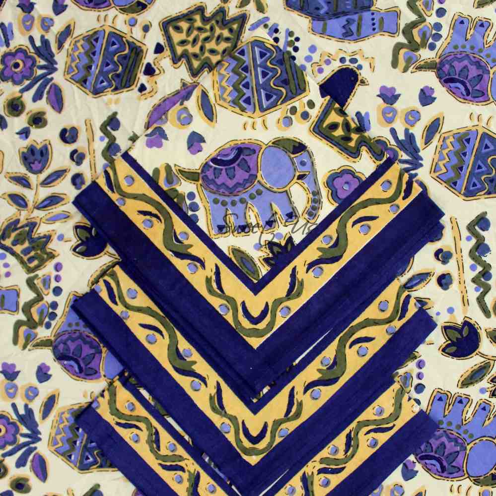 Safari Soiree Avian Floral Cotton Dinner Napkin, Violet Gold