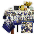 Safari Soiree Avian Floral Cotton Tablecloth Square, Violet Gold - Sweet Us