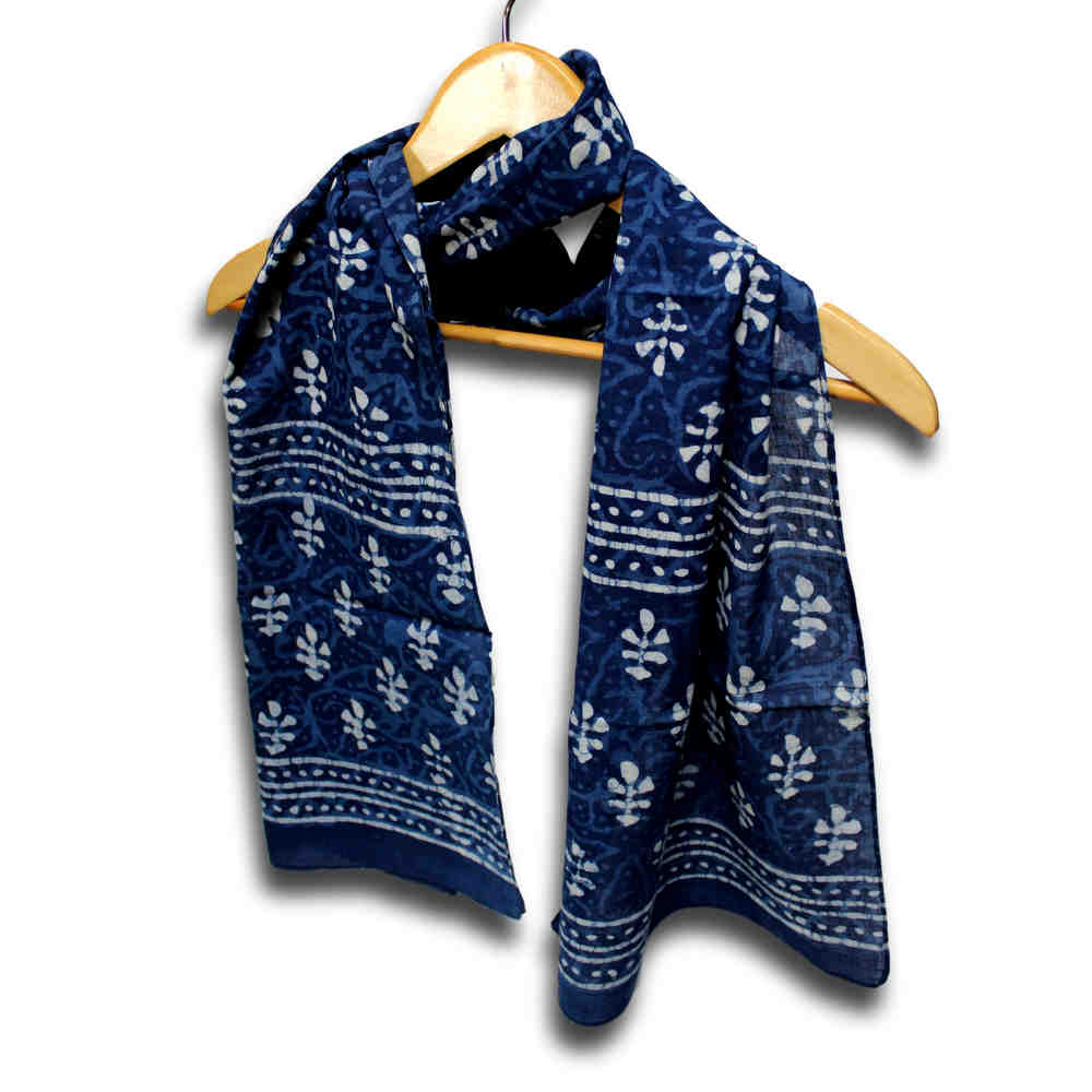 Large Cotton Block Print Dabu Summer Scarf for Women Lightweight Soft Sheer - Sweet Us