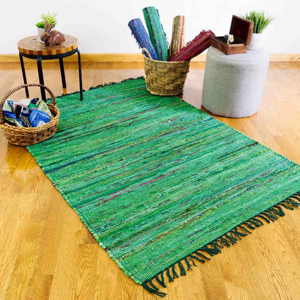 Handmade Bohemian Braid Area Rugs Recycled Striped Living Bedroom Carpet Rag Rug - Sweet Us