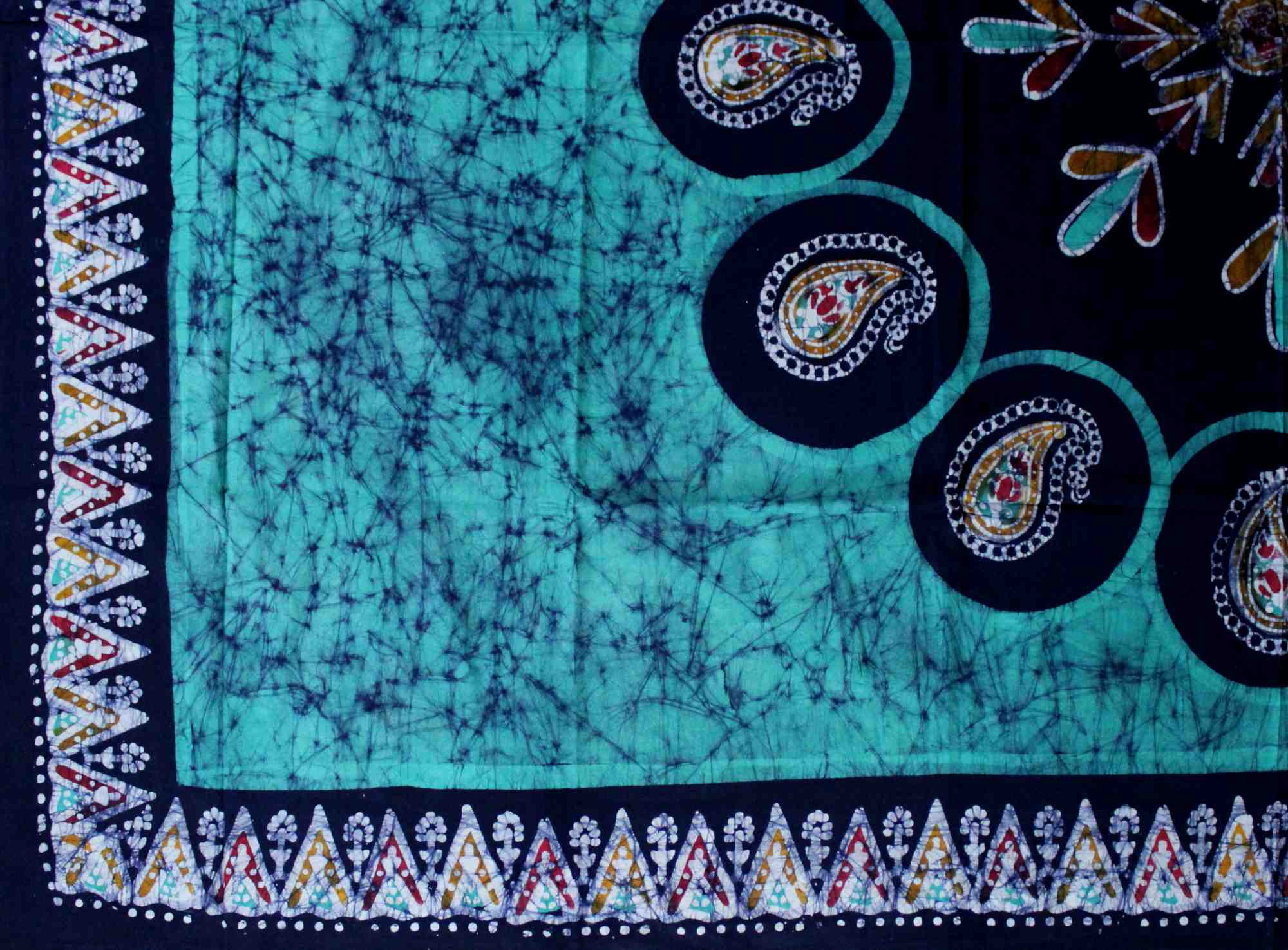 Cotton Multi Batik Paisley Floral Tablecloth Rectangle 60x90 Green Red Purple - Sweet Us