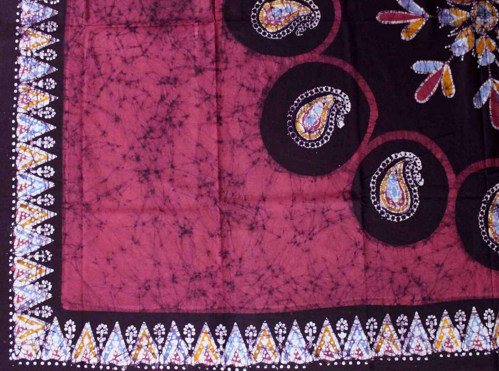 Cotton Multi Batik Paisley Floral Tablecloth Rectangle 60x90 Green Red Purple - Sweet Us