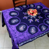 Cotton Batik Paisley Floral Tablecloth Rectangle Purple