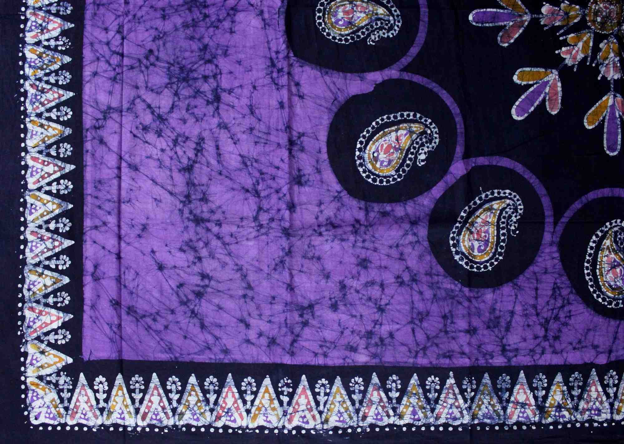 Cotton Multi Batik Paisley Floral Tablecloth Rectangle 60x90 Green Red Purple - Sweet Us